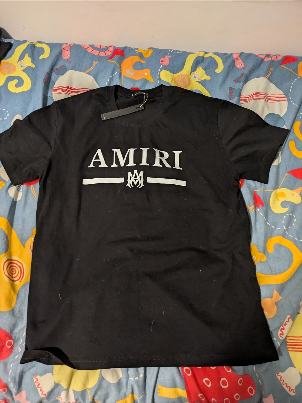 AMIRI Black Core Bar Logo T-Shirt White Graphics - Size L - NWT